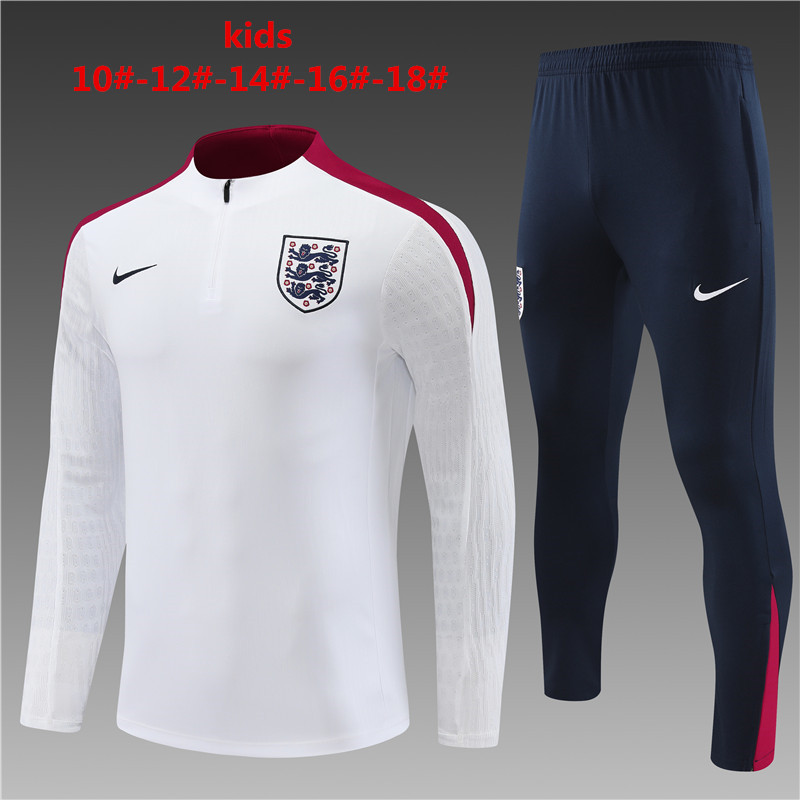 Kids England 24/25 Tracksuit - White/Red